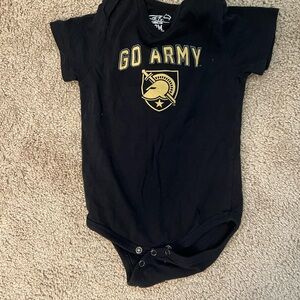 Black Baby Onesie with Gold 'Go Army' Design